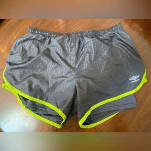 Umbro Gray and neon green running shorts